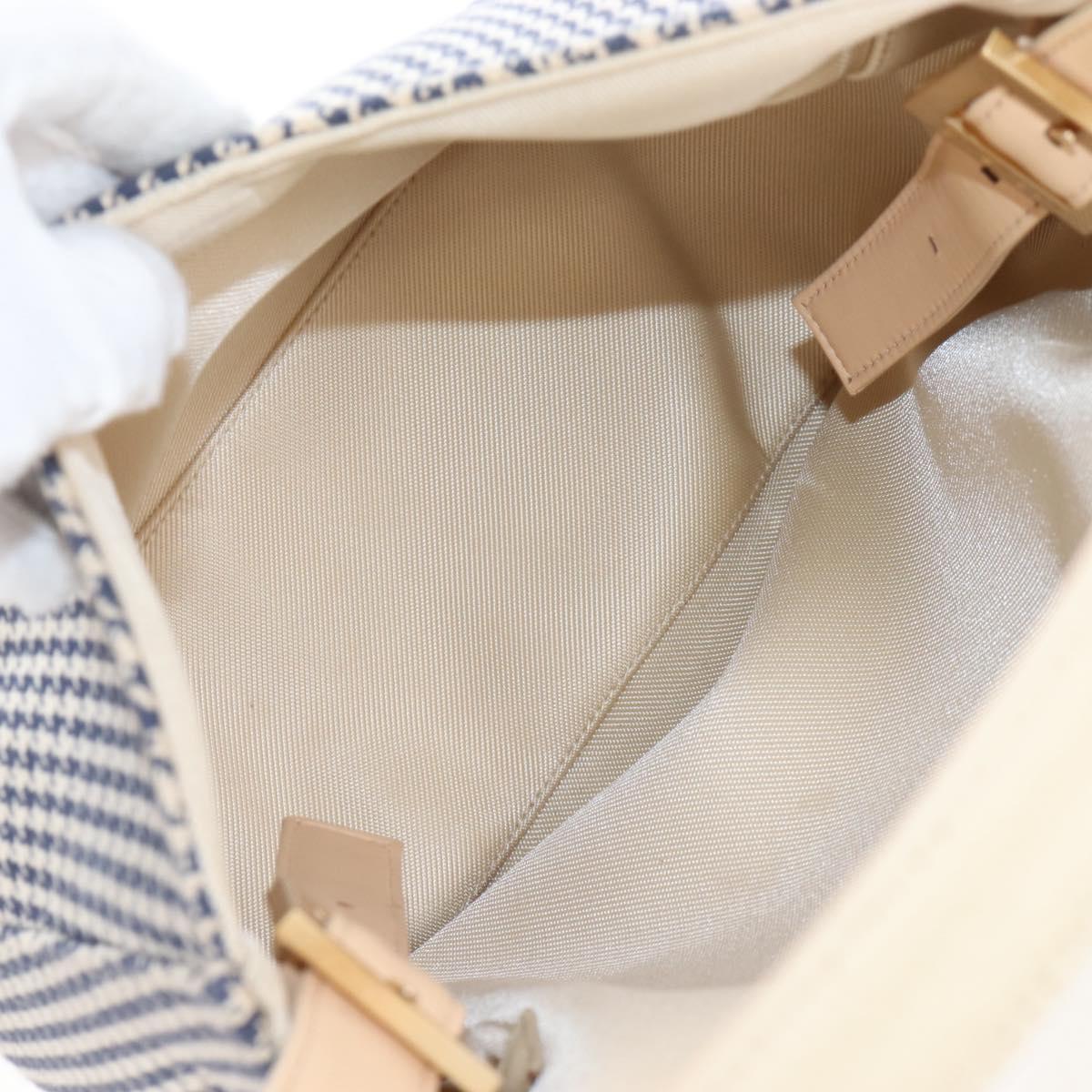 GIVENCHY Shoulder Bag Canvas Navy Gold Tone Auth 209181A