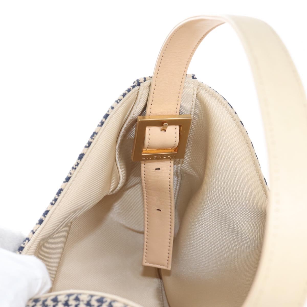 GIVENCHY Shoulder Bag Canvas Navy Gold Tone Auth 209181A