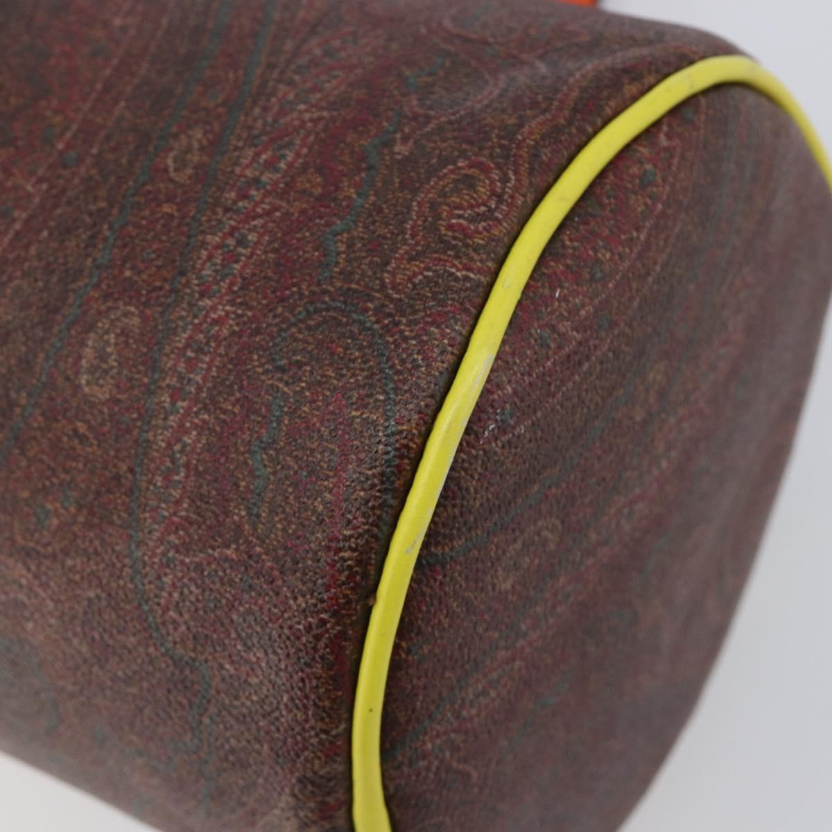 ETRO Paisley Hand Bag PVC Leather Multicolor Gold Tone Auth 209183A