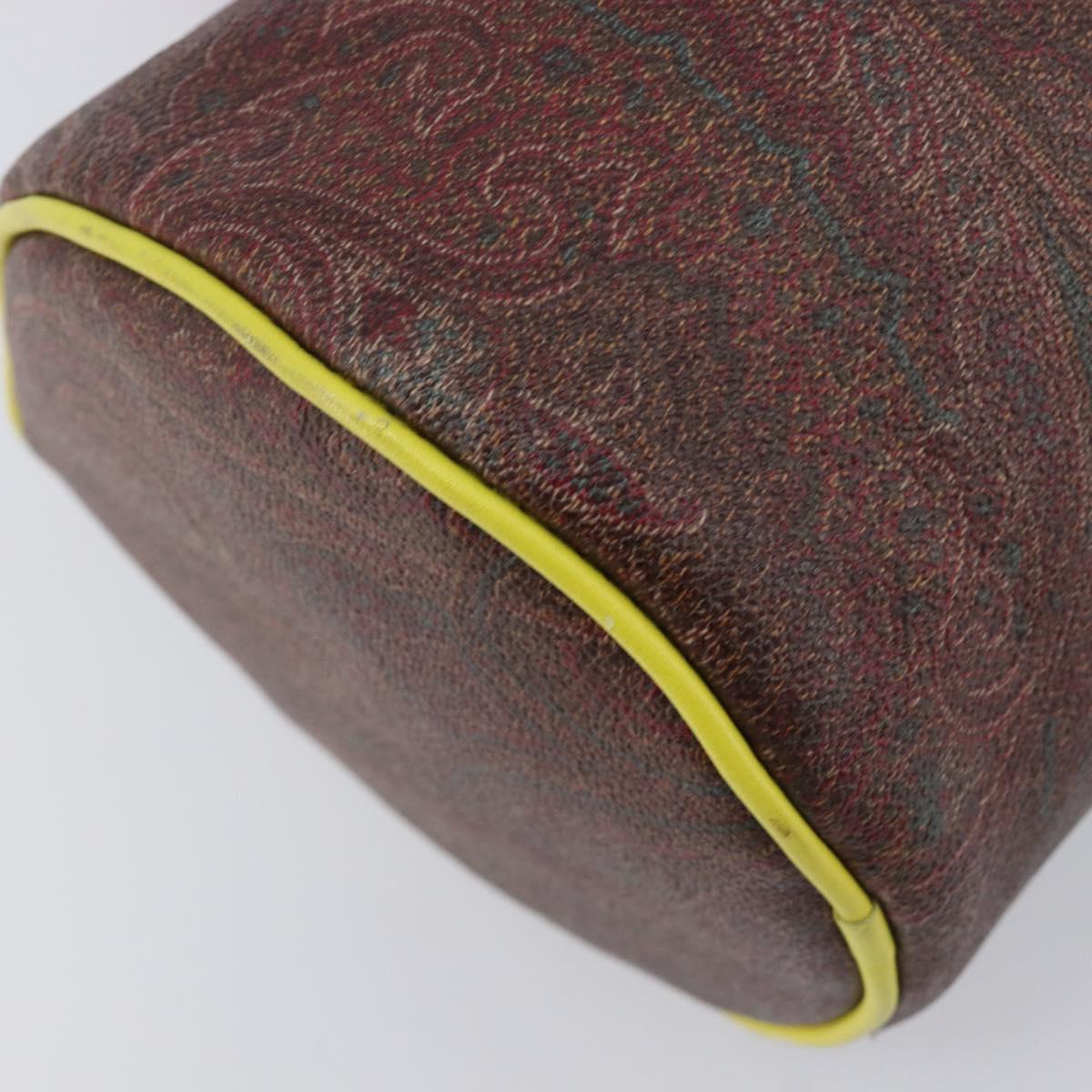 ETRO Paisley Hand Bag PVC Leather Multicolor Gold Tone Auth 209183A