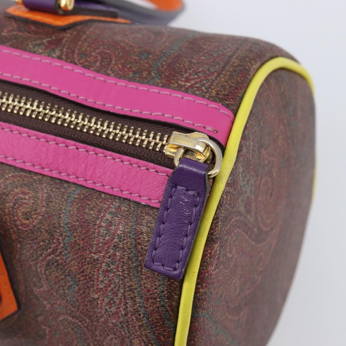 ETRO Paisley Hand Bag PVC Leather Multicolor Gold Tone Auth 209183A