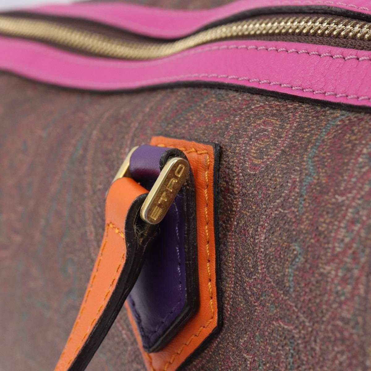 ETRO Paisley Hand Bag PVC Leather Multicolor Gold Tone Auth 209183A