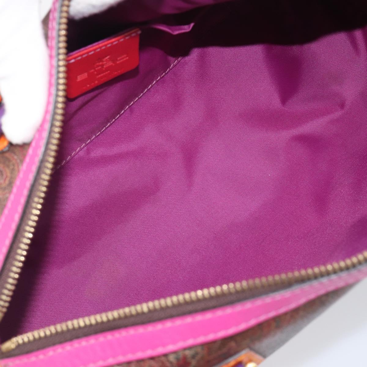 ETRO Paisley Hand Bag PVC Leather Multicolor Gold Tone Auth 209183A