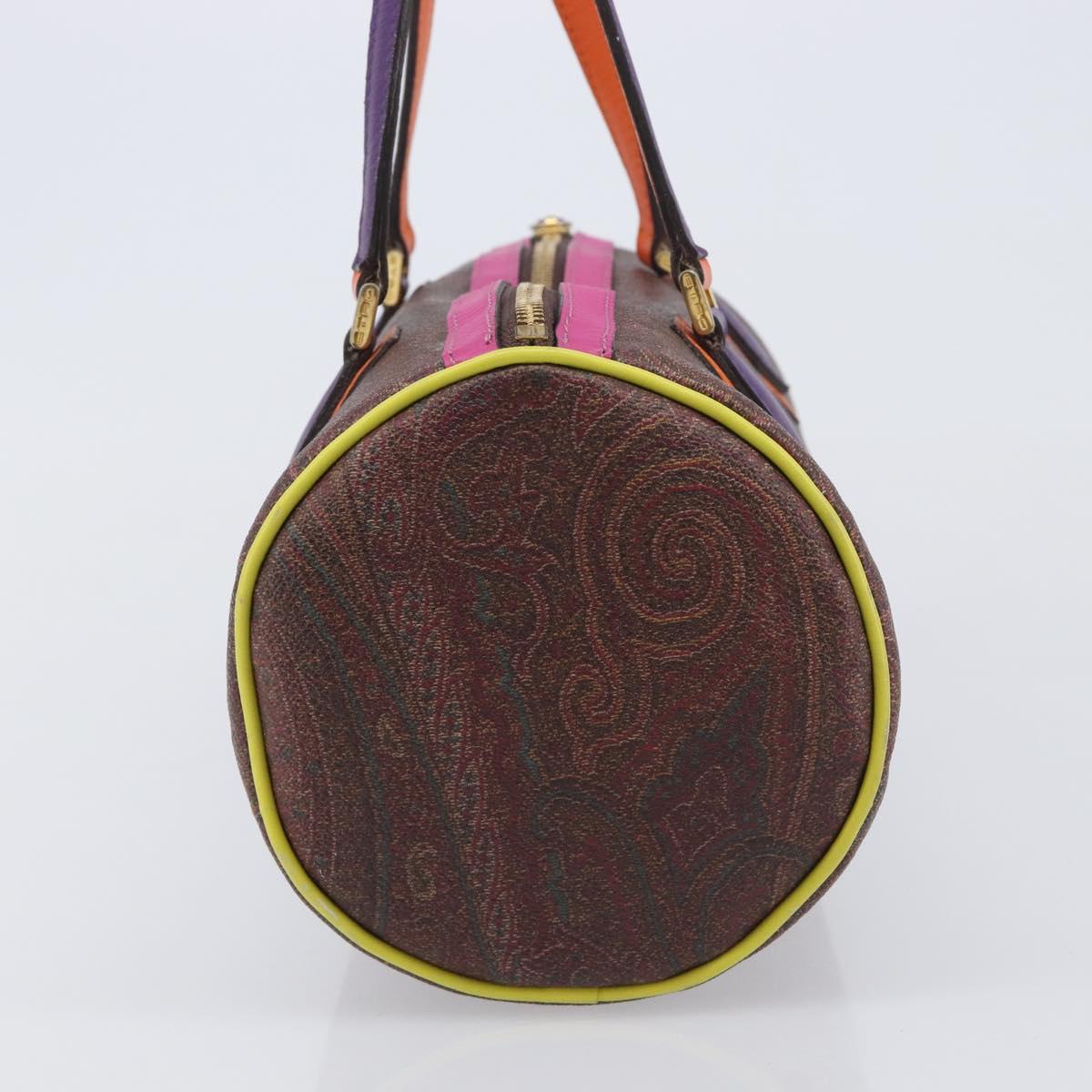 ETRO Paisley Hand Bag PVC Leather Multicolor Gold Tone Auth 209183A