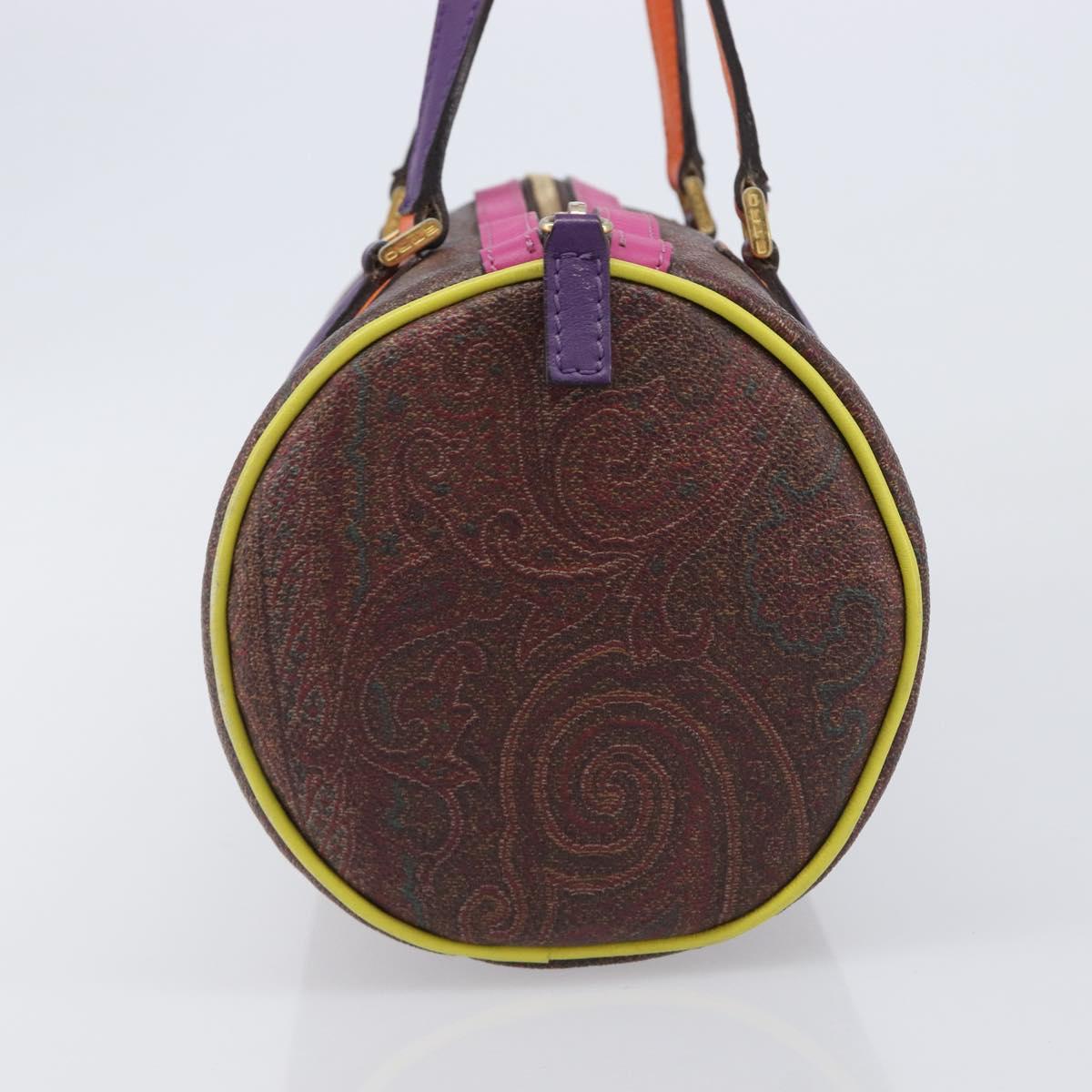 ETRO Paisley Hand Bag PVC Leather Multicolor Gold Tone Auth 209183A