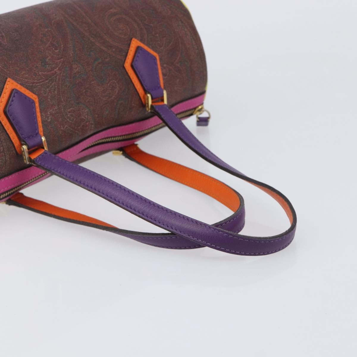 ETRO Paisley Hand Bag PVC Leather Multicolor Gold Tone Auth 209183A