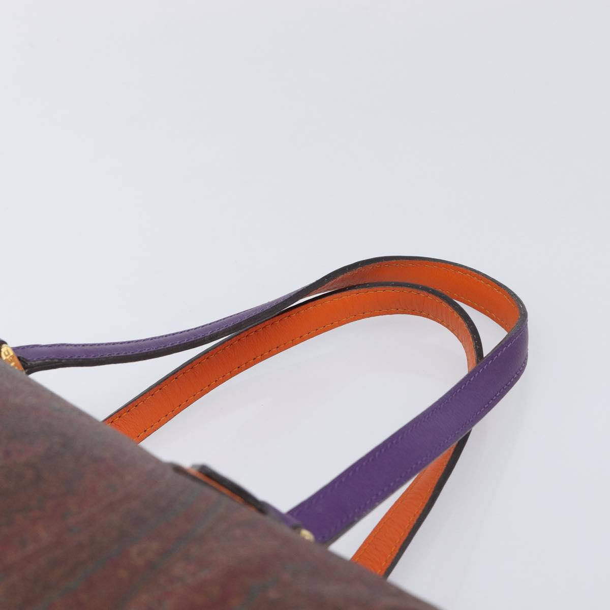 ETRO Paisley Hand Bag PVC Leather Multicolor Gold Tone Auth 209183A