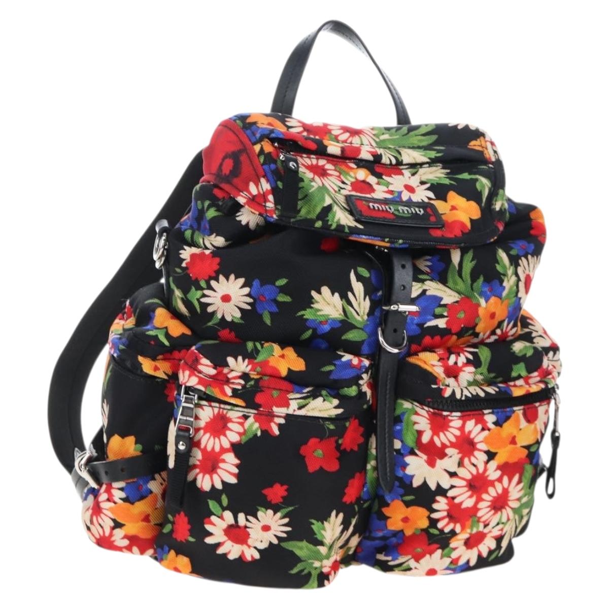 Miu Miu Backpack Canvas Multicolor Silver Auth 209185M