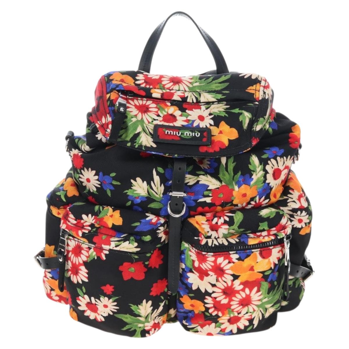 Miu Miu Backpack Canvas Multicolor Silver Auth 209185M