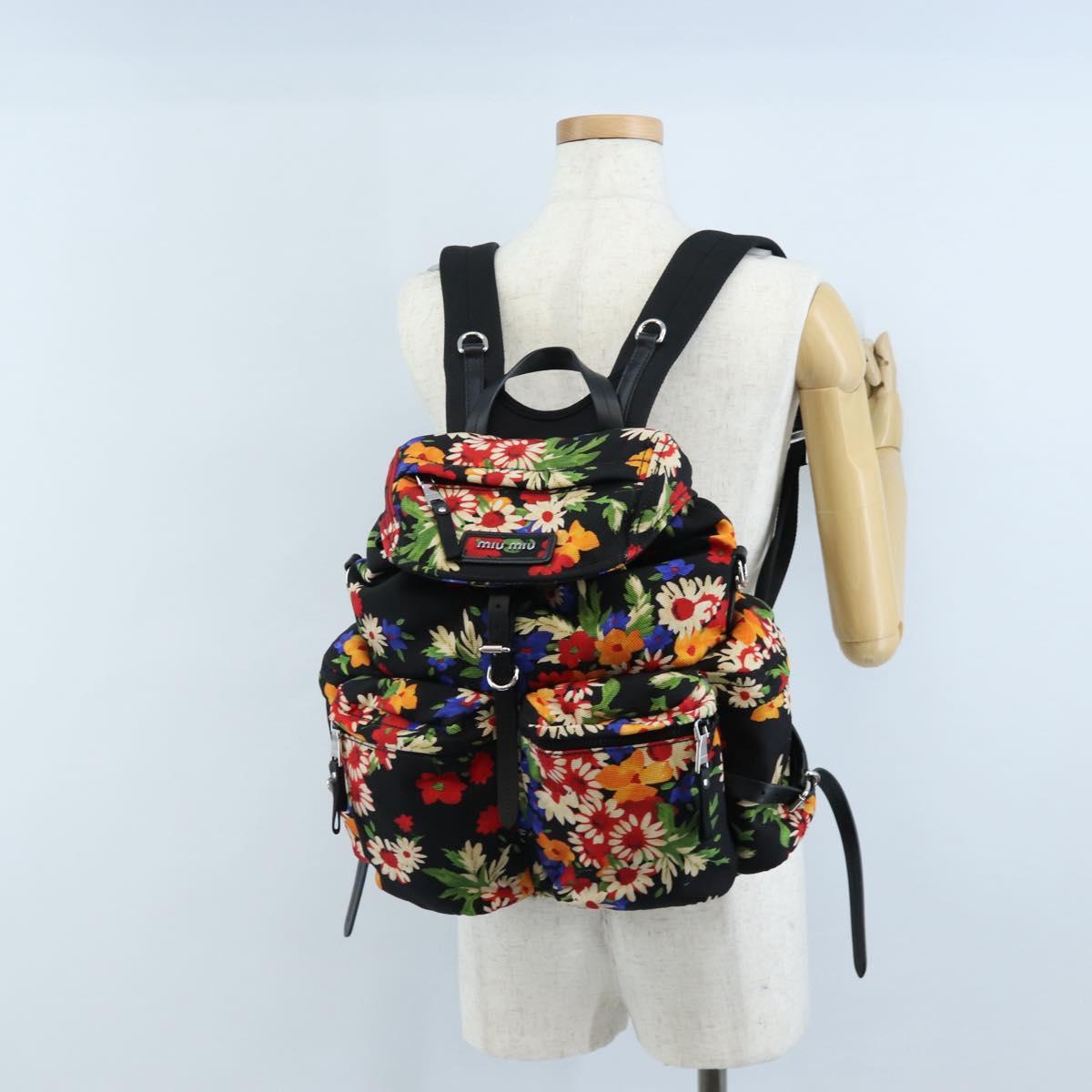 Miu Miu Backpack Canvas Multicolor Silver Auth 209185M