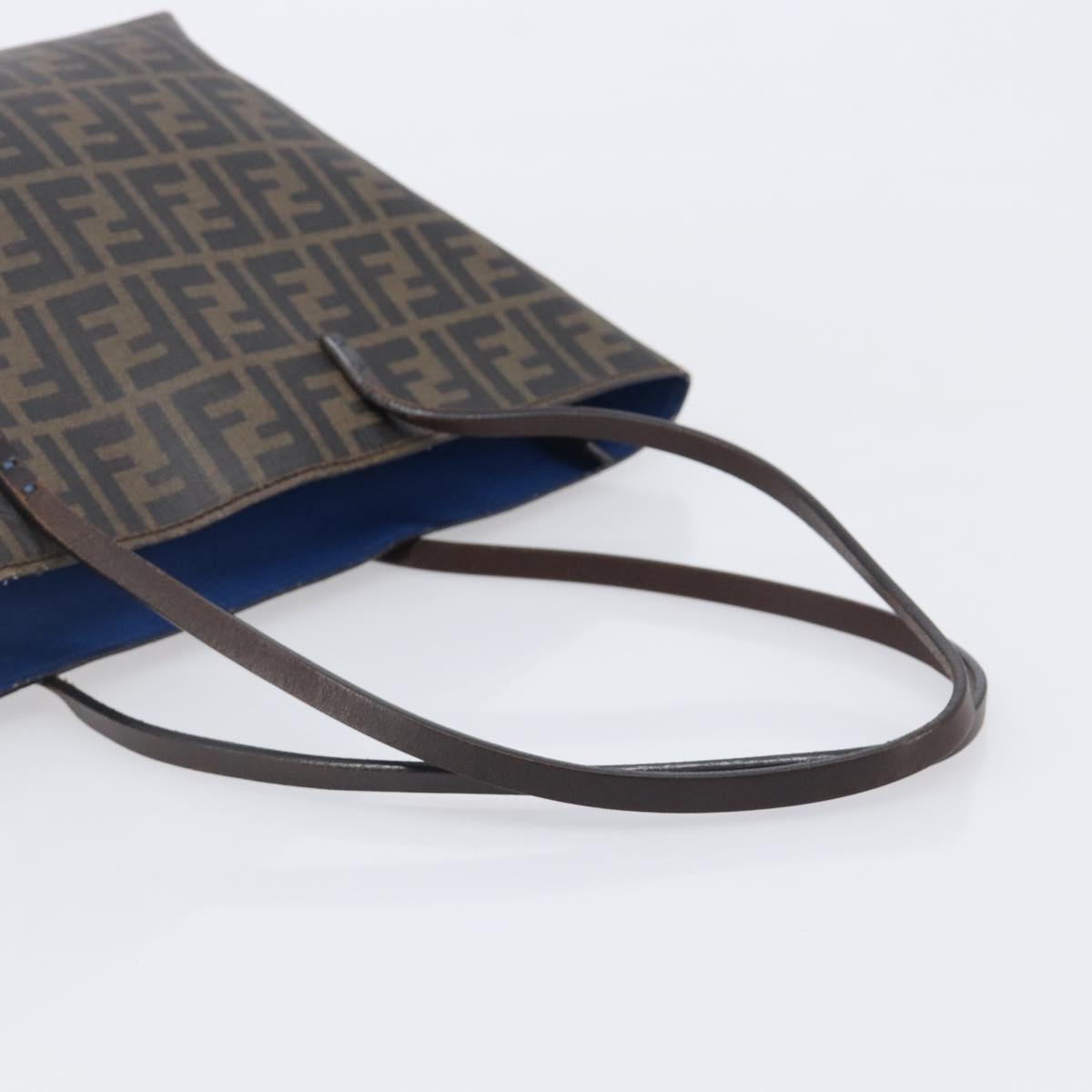 FENDI Zucca Canvas Tote Bag PVC Brown Gold Tone 8BH198 Auth 209189