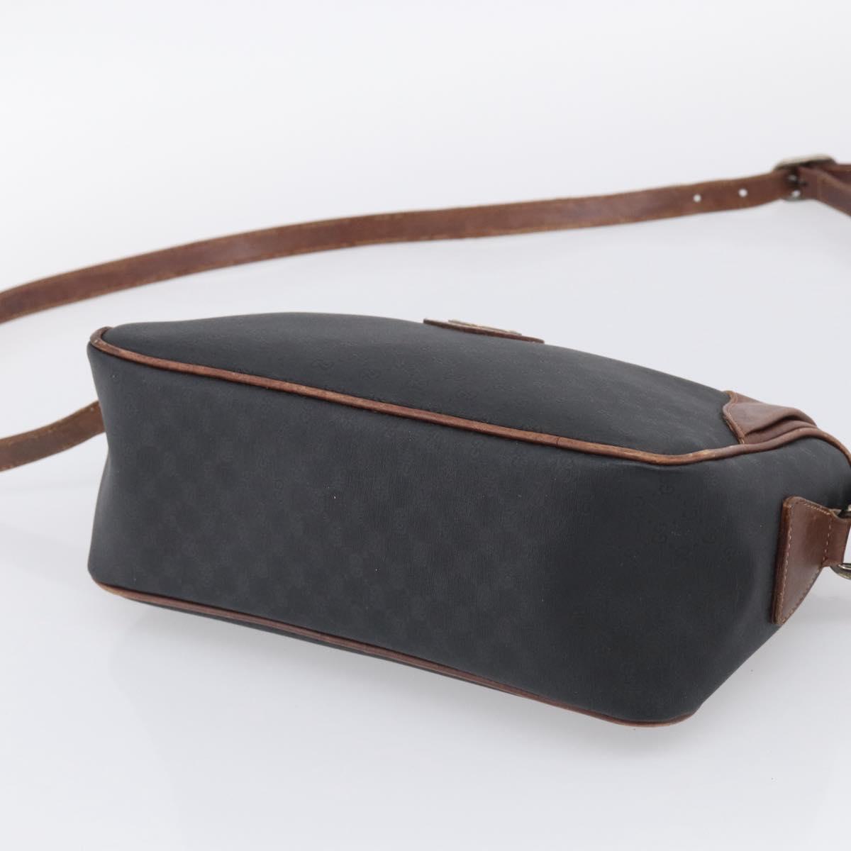 GUCCI Bamboo Micro GG Shoulder Bag Hand Bag Leather PVC 2 Set Black Auth 209190