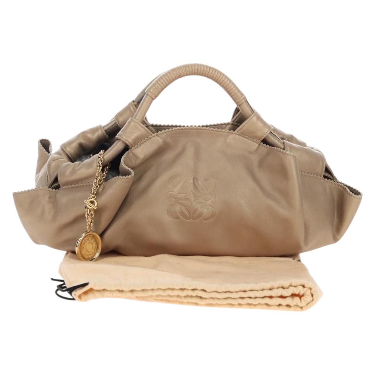 LOEWE Nappa Aire Hand Bag Leather Gold Beige Auth 209217A