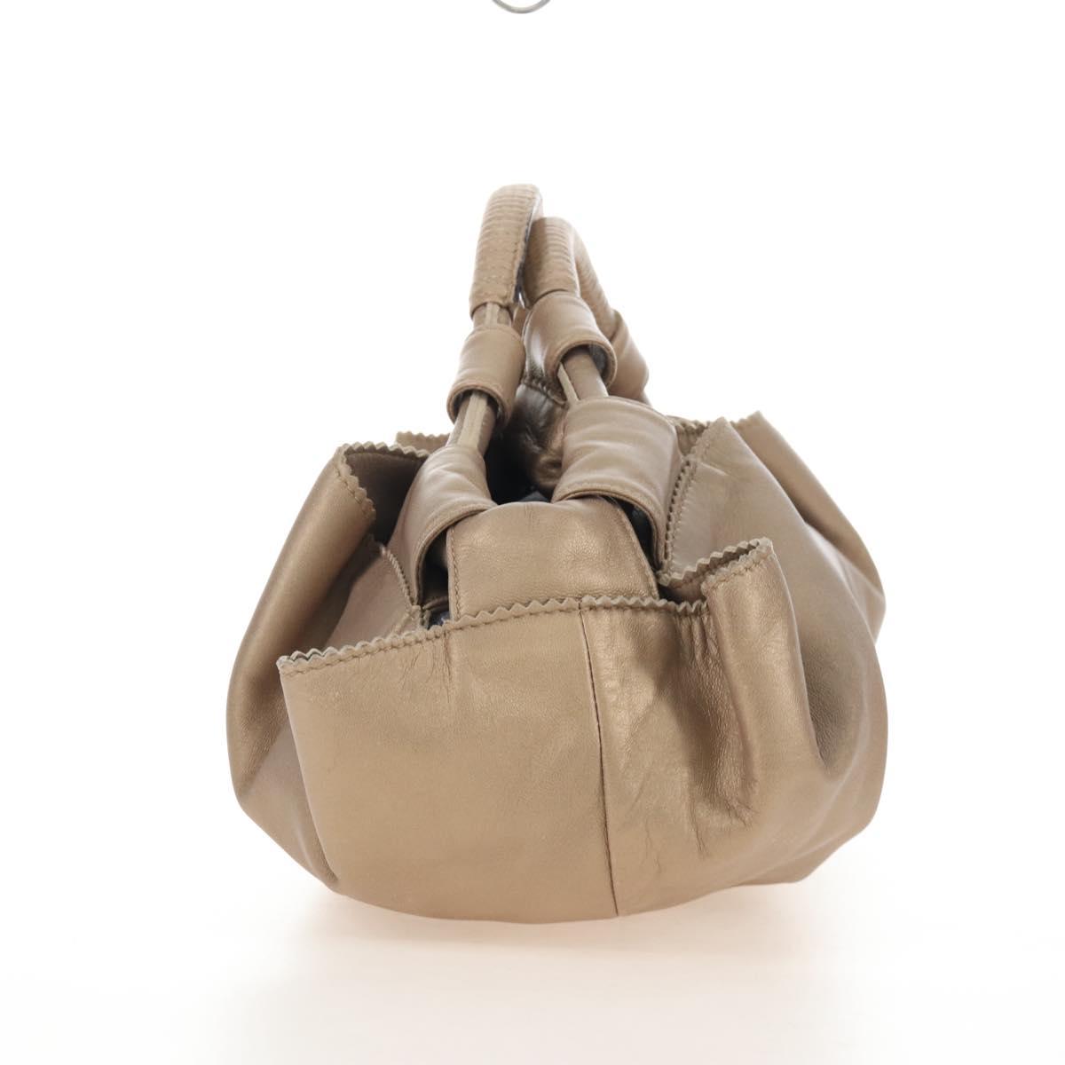 LOEWE Nappa Aire Hand Bag Leather Gold Beige Auth 209217A