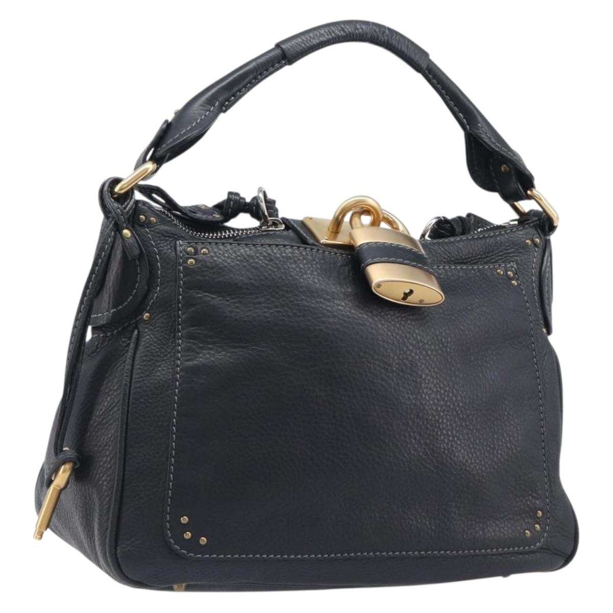 Chloe Paddington Shoulder Bag Leather Black Gold Silver Auth 209218V