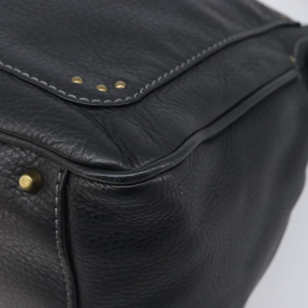 Chloe Paddington Shoulder Bag Leather Black Gold Silver Auth 209218V