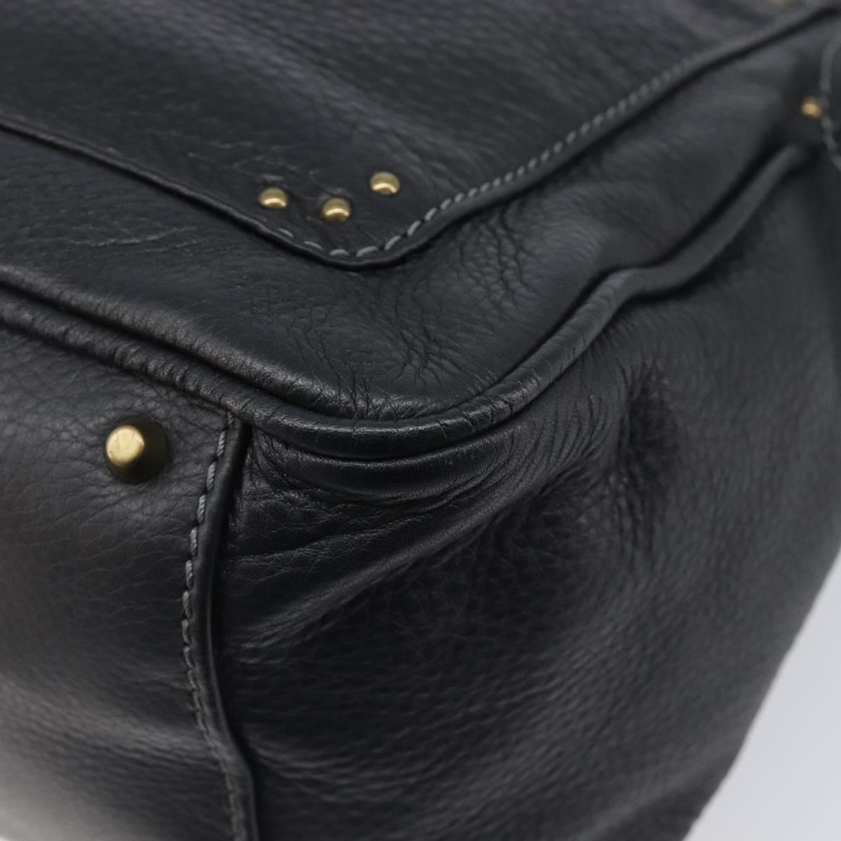 Chloe Paddington Shoulder Bag Leather Black Gold Silver Auth 209218V