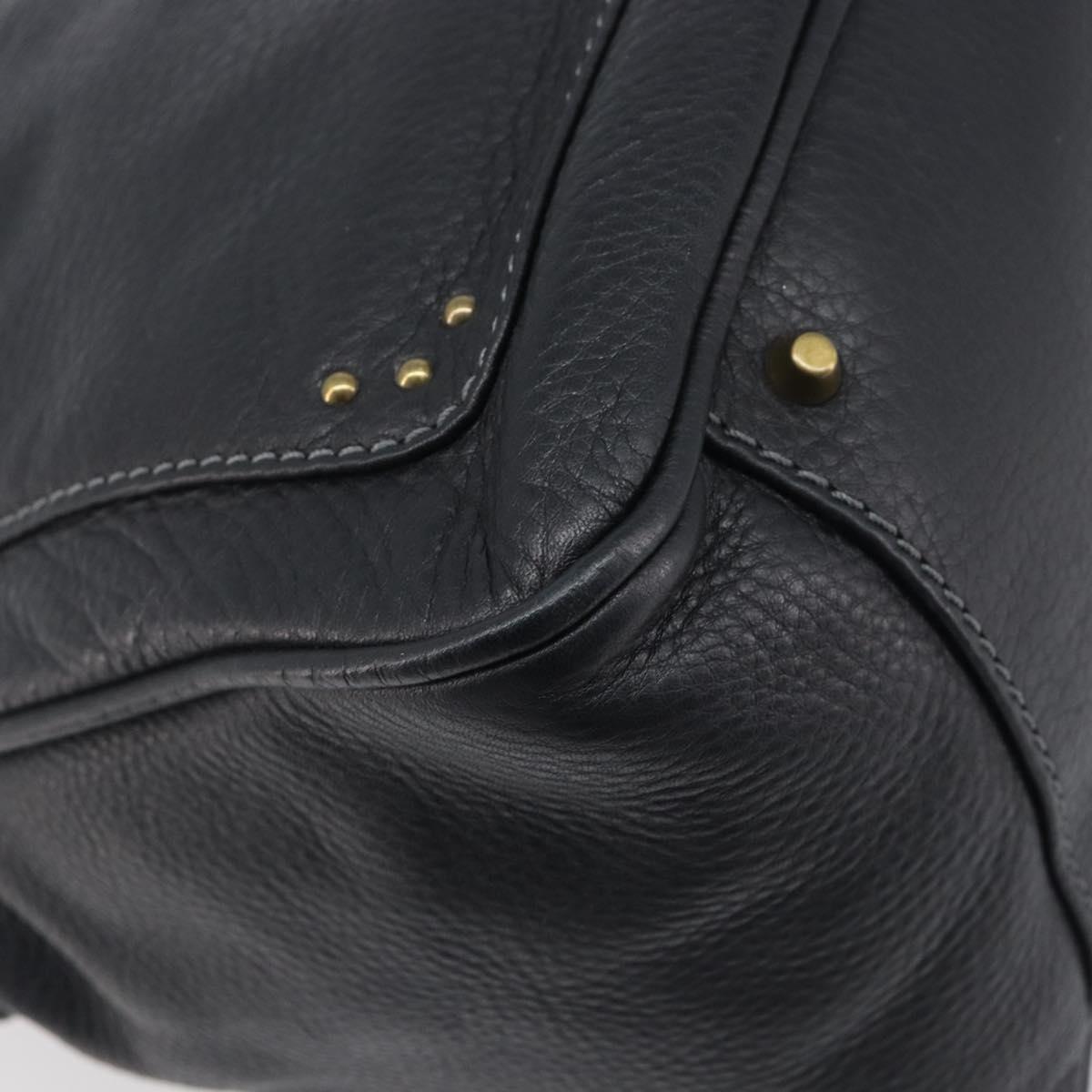 Chloe Paddington Shoulder Bag Leather Black Gold Silver Auth 209218V