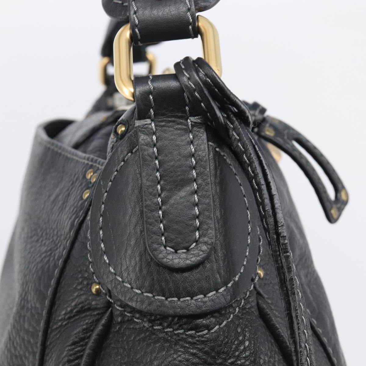 Chloe Paddington Shoulder Bag Leather Black Gold Silver Auth 209218V