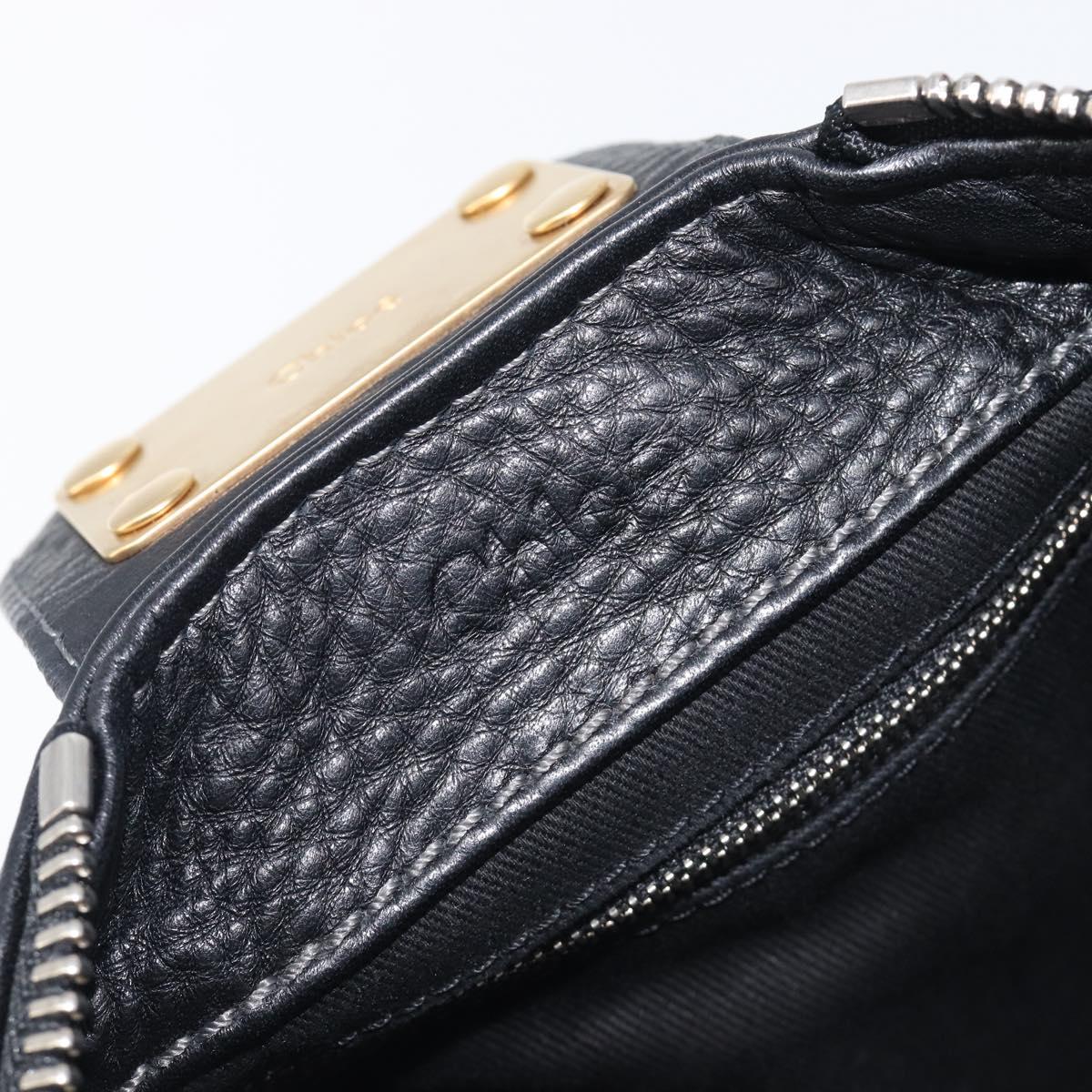 Chloe Paddington Shoulder Bag Leather Black Gold Silver Auth 209218V