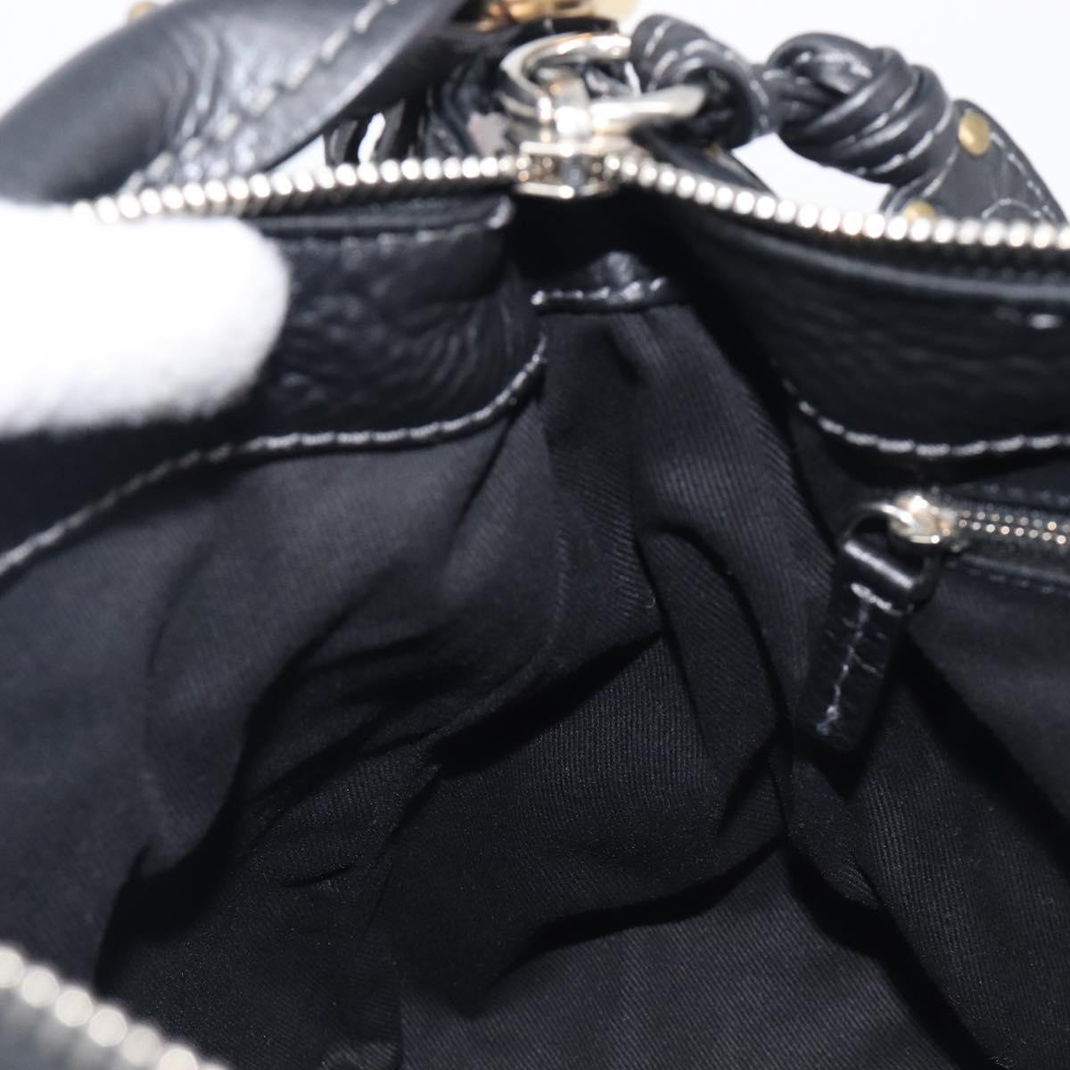 Chloe Paddington Shoulder Bag Leather Black Gold Silver Auth 209218V