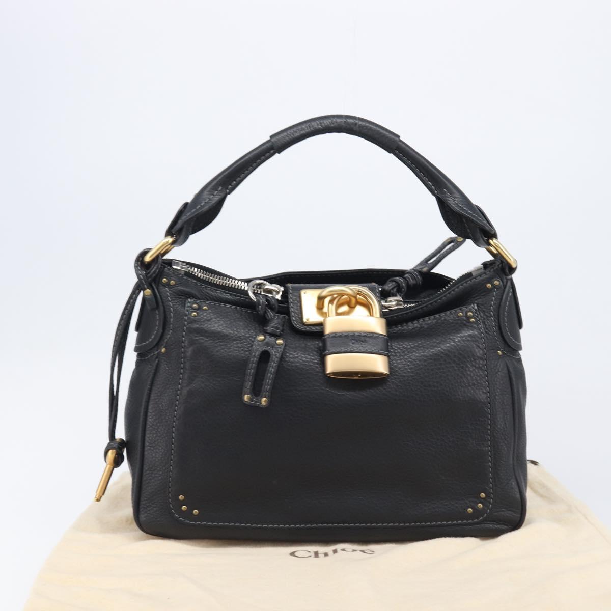 Chloe Paddington Shoulder Bag Leather Black Gold Silver Auth 209218V