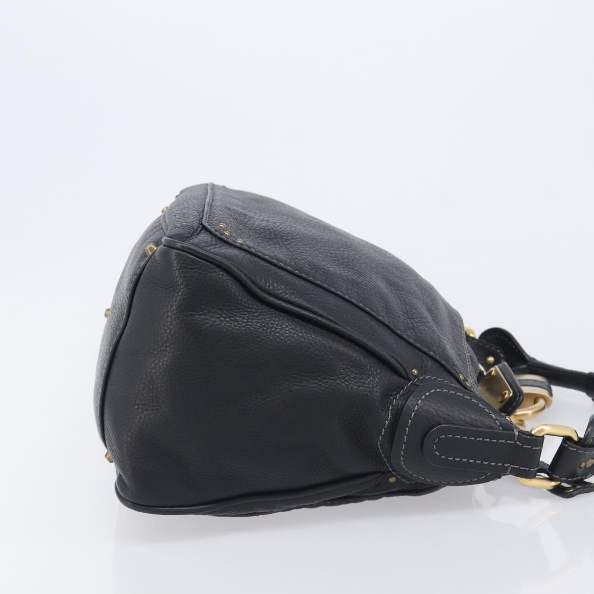 Chloe Paddington Shoulder Bag Leather Black Gold Silver Auth 209218V