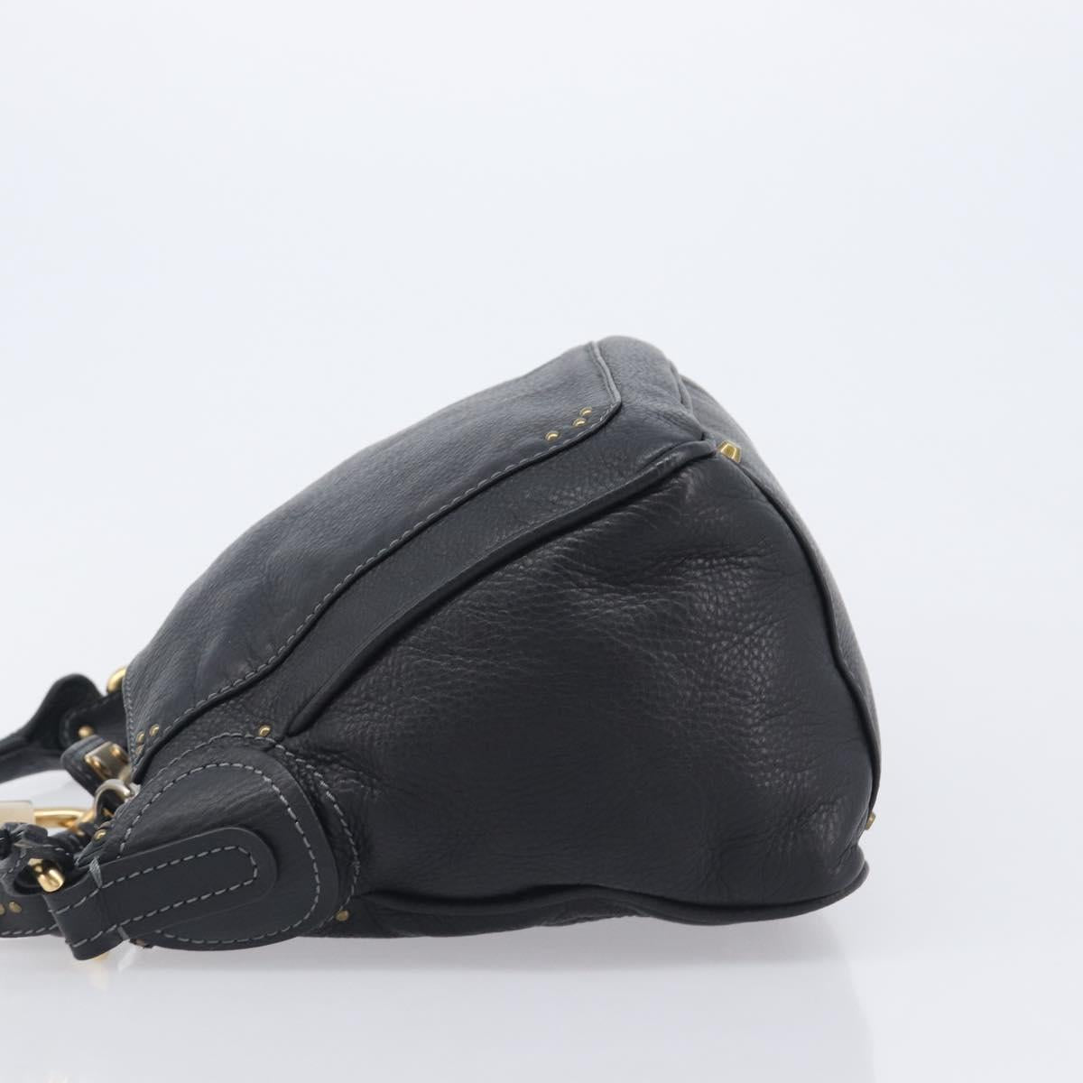 Chloe Paddington Shoulder Bag Leather Black Gold Silver Auth 209218V