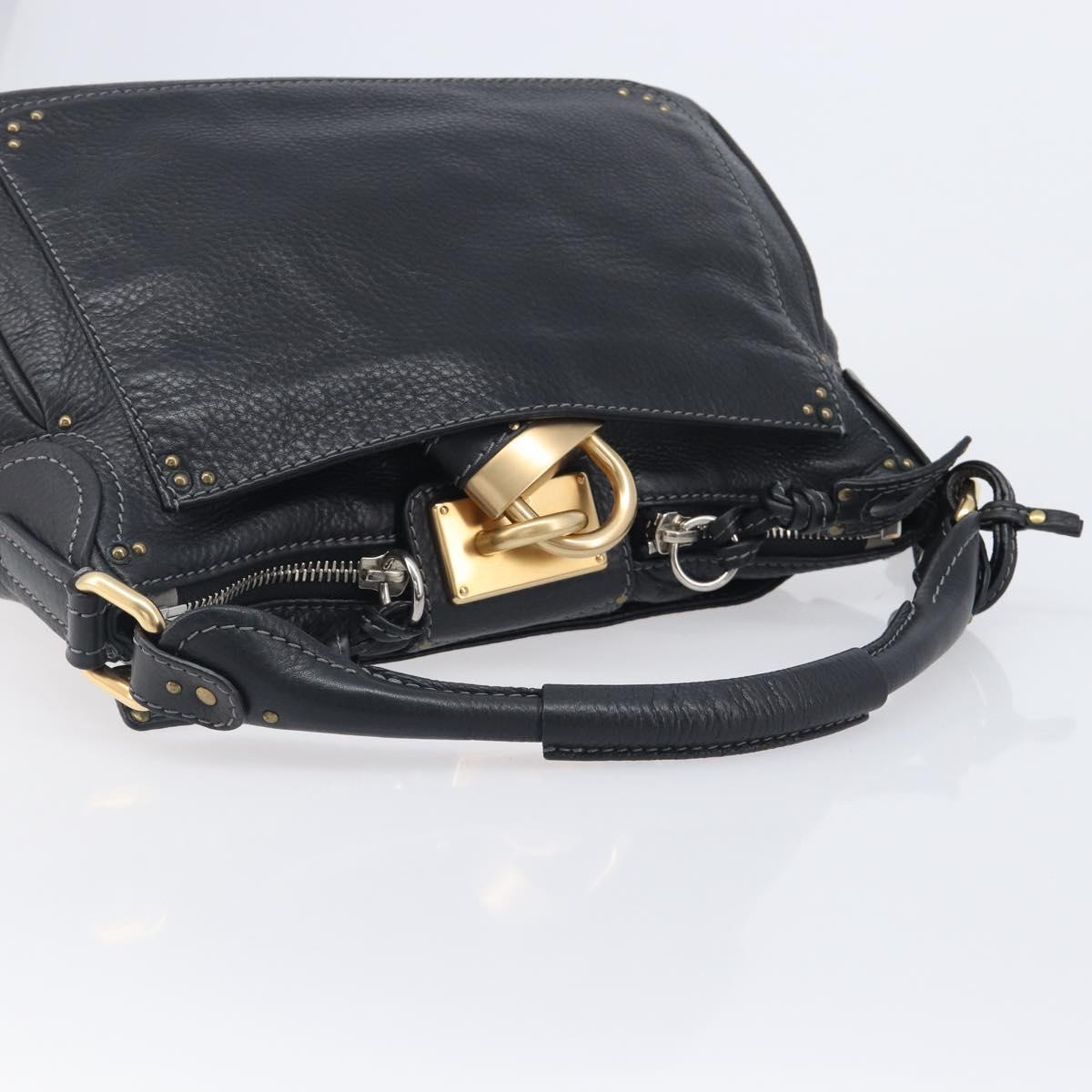 Chloe Paddington Shoulder Bag Leather Black Gold Silver Auth 209218V