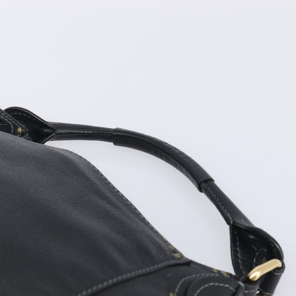 Chloe Paddington Shoulder Bag Leather Black Gold Silver Auth 209218V