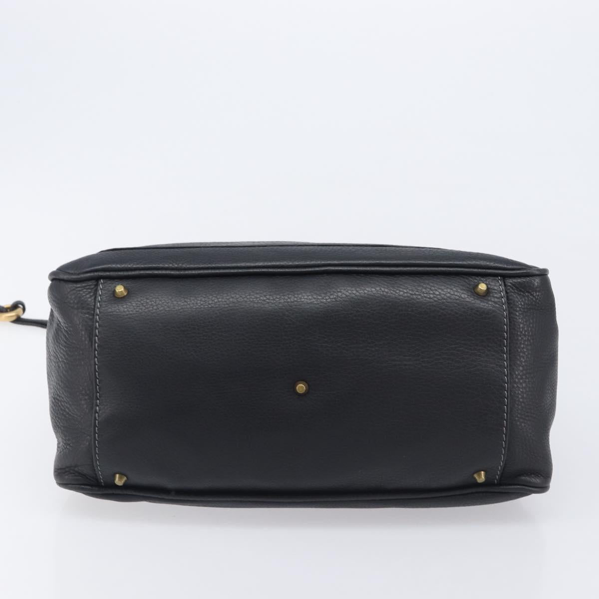 Chloe Paddington Shoulder Bag Leather Black Gold Silver Auth 209218V