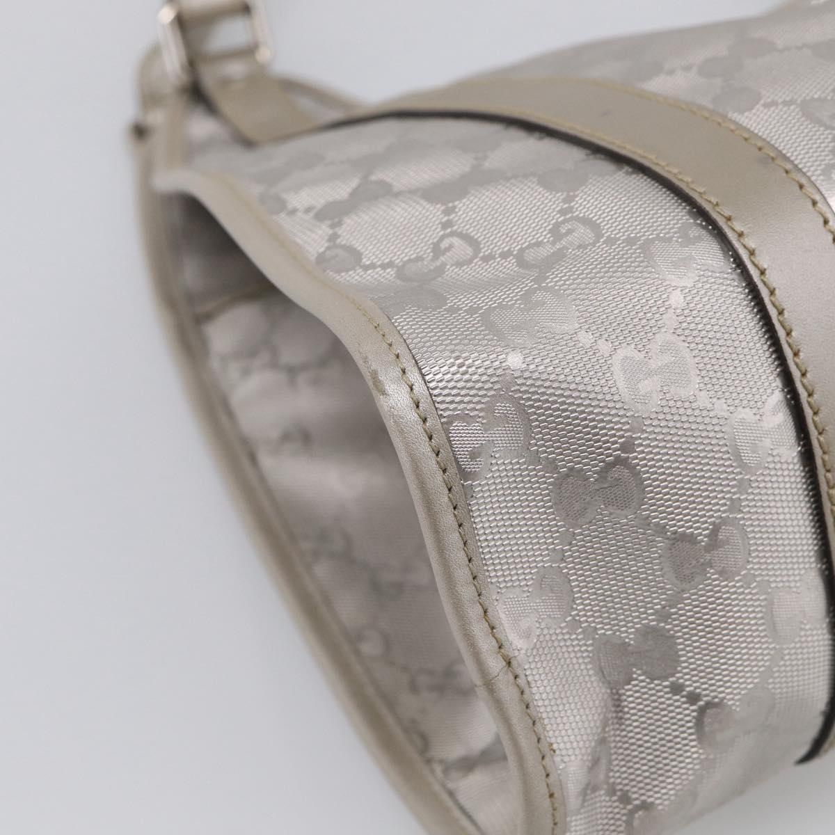 GUCCI GG Implementation Hand Bag Leather Silver 203494 Auth 209221V