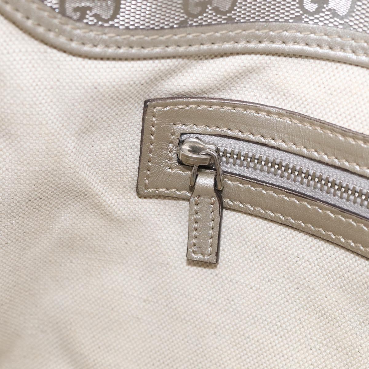 GUCCI GG Implementation Hand Bag Leather Silver 203494 Auth 209221V