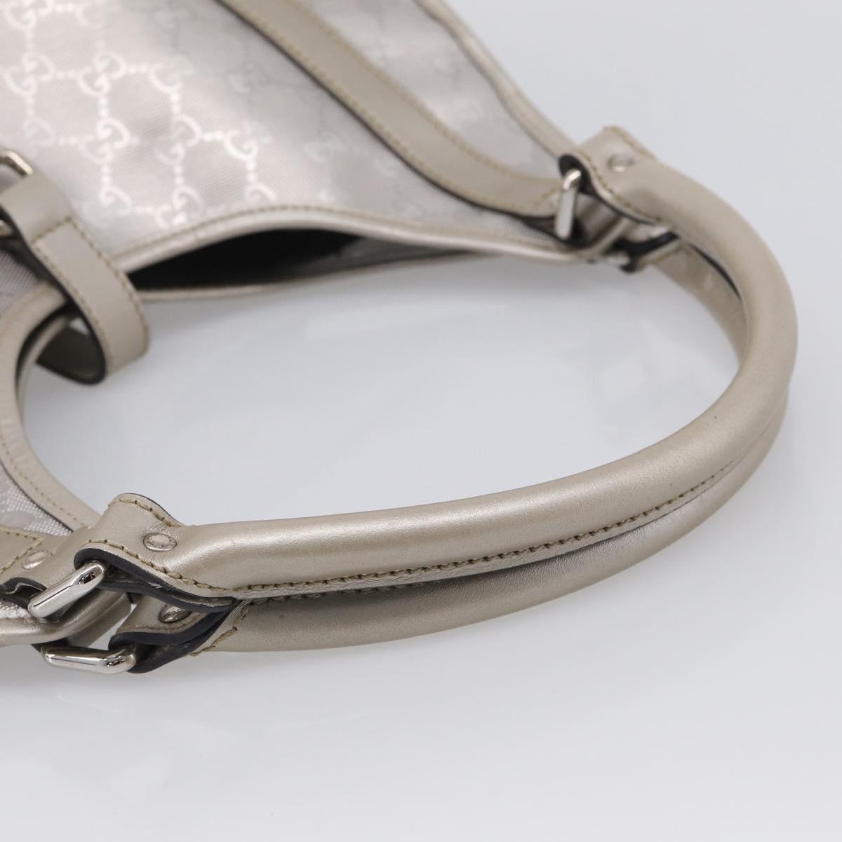 GUCCI GG Implementation Hand Bag Leather Silver 203494 Auth 209221V