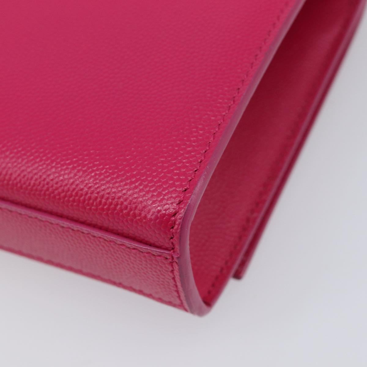 Saint Laurent Cassandra Clutch Bag Leather Pink Gold Tone 326079 Auth 209225V