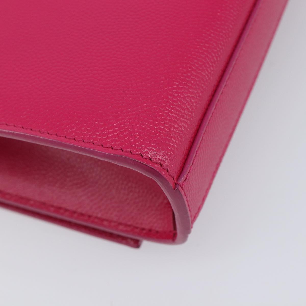 Saint Laurent Cassandra Clutch Bag Leather Pink Gold Tone 326079 Auth 209225V