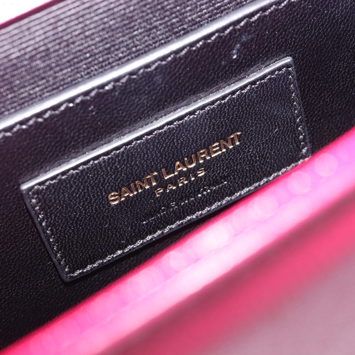 Saint Laurent Cassandra Clutch Bag Leather Pink Gold Tone 326079 Auth 209225V