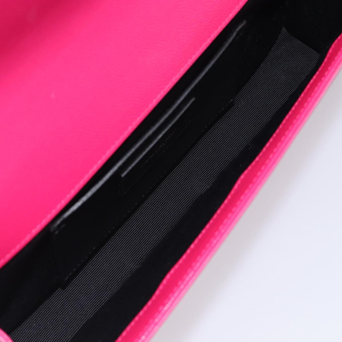 Saint Laurent Cassandra Clutch Bag Leather Pink Gold Tone 326079 Auth 209225V