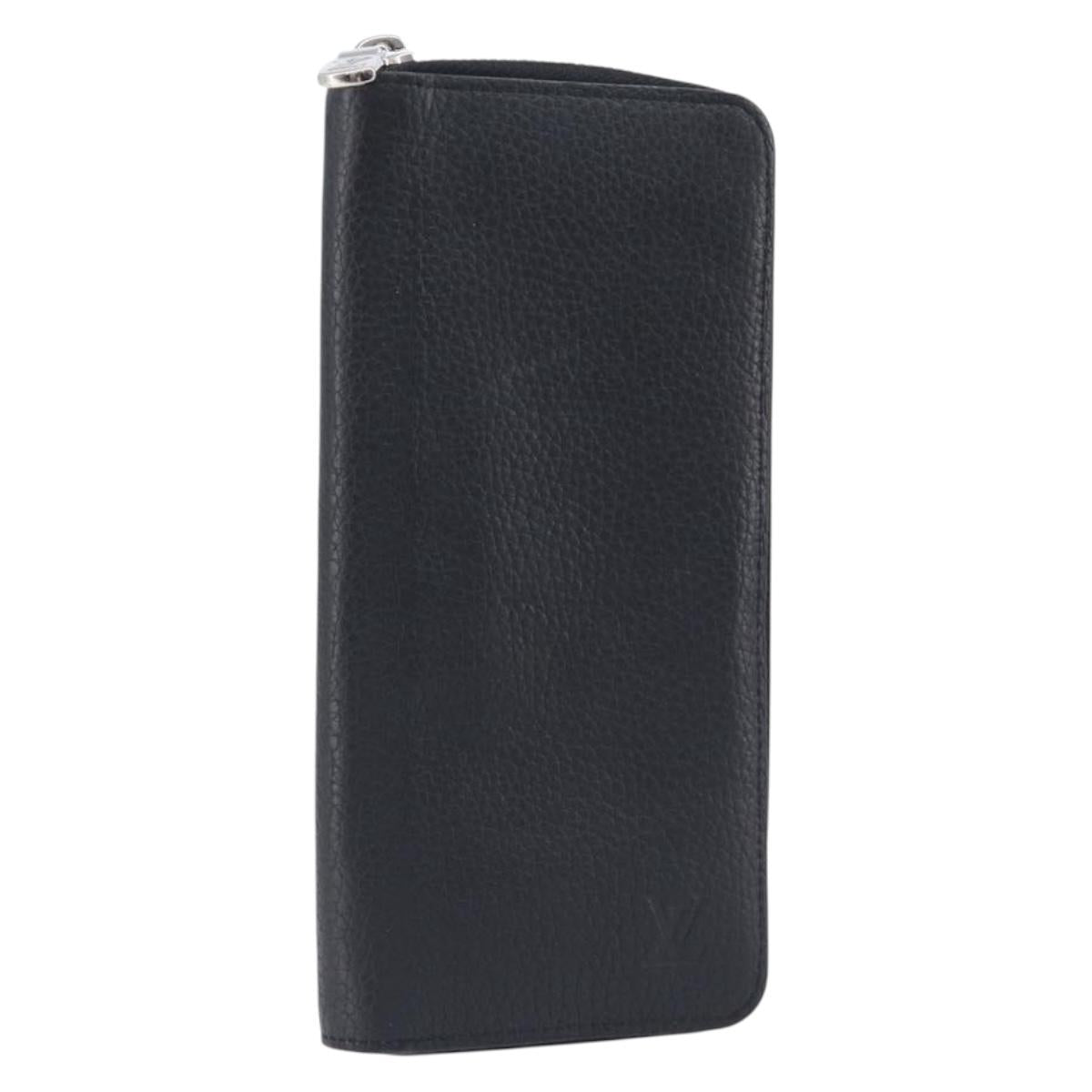 LOUIS VUITTON Zippy Wallet Vertical Wallet Taurillon Black M58412 LV Auth 209230