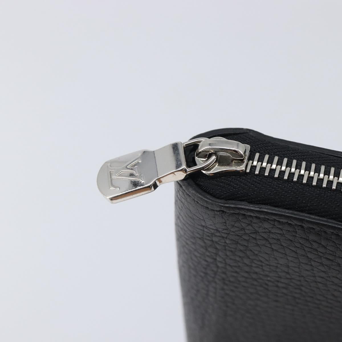 LOUIS VUITTON Zippy Wallet Vertical Wallet Taurillon Black M58412 LV Auth 209230