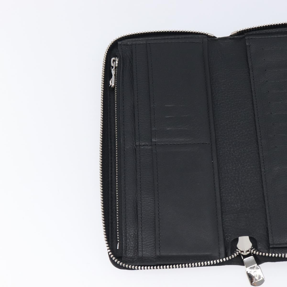 LOUIS VUITTON Zippy Wallet Vertical Wallet Taurillon Black M58412 LV Auth 209230