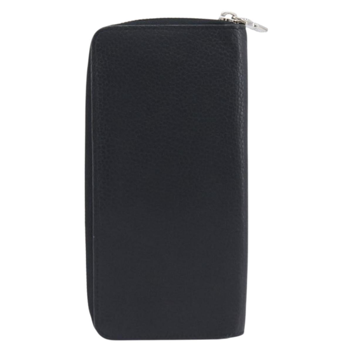 LOUIS VUITTON Zippy Wallet Vertical Wallet Taurillon Black M58412 LV Auth 209230