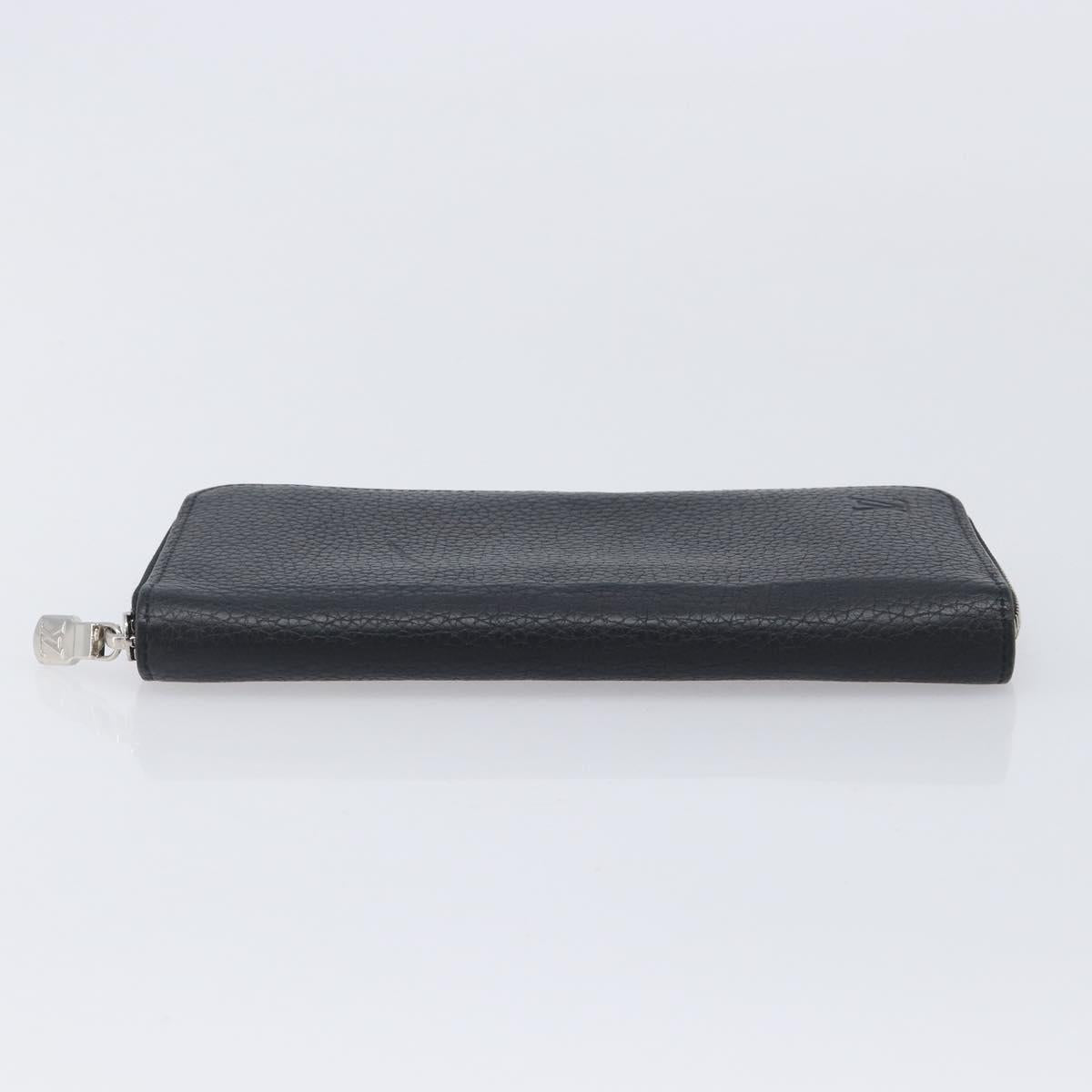 LOUIS VUITTON Zippy Wallet Vertical Wallet Taurillon Black M58412 LV Auth 209230