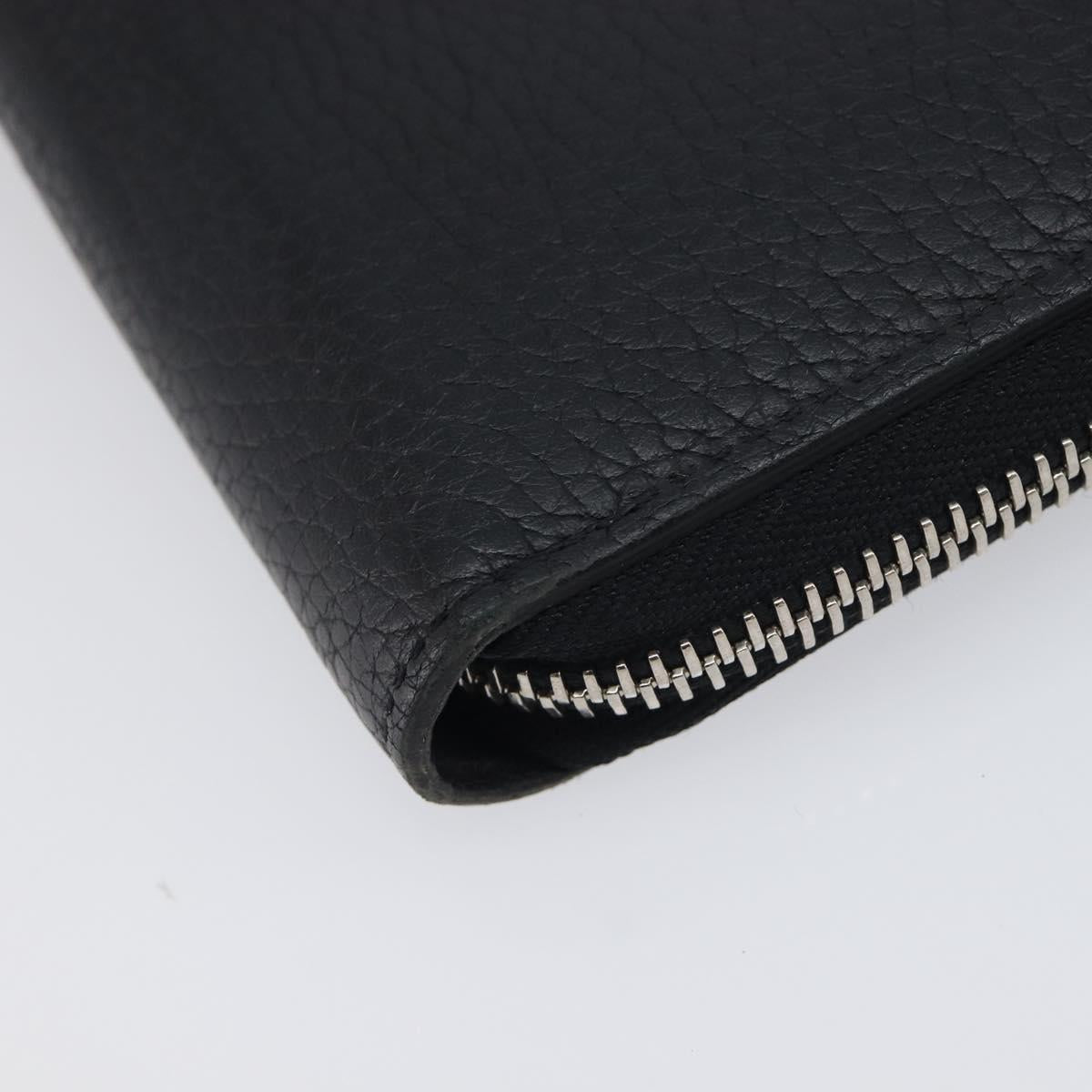 LOUIS VUITTON Zippy Wallet Vertical Wallet Taurillon Black M58412 LV Auth 209230