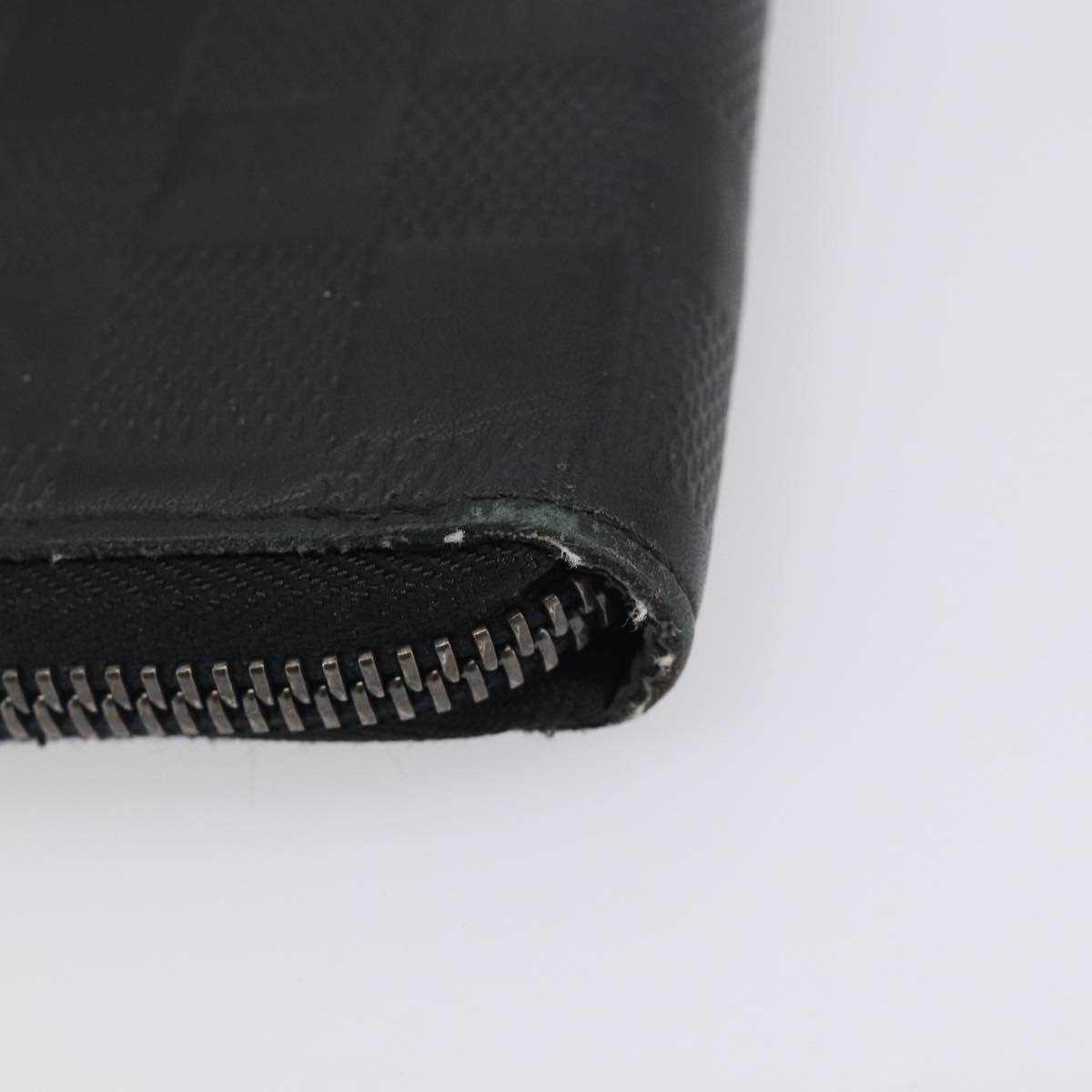 LOUIS VUITTON Damier Infini Zippy Wallet Vertical Black N63549 LV Auth 209234