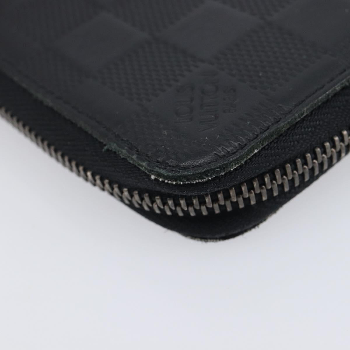 LOUIS VUITTON Damier Infini Zippy Wallet Vertical Black N63549 LV Auth 209234