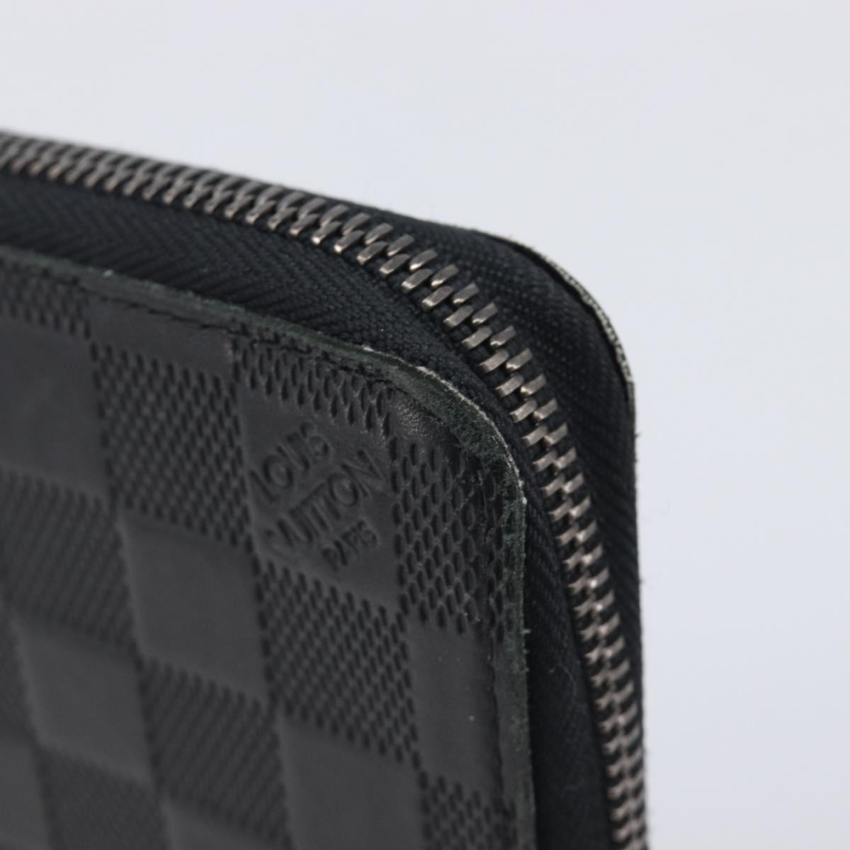 LOUIS VUITTON Damier Infini Zippy Wallet Vertical Black N63549 LV Auth 209234
