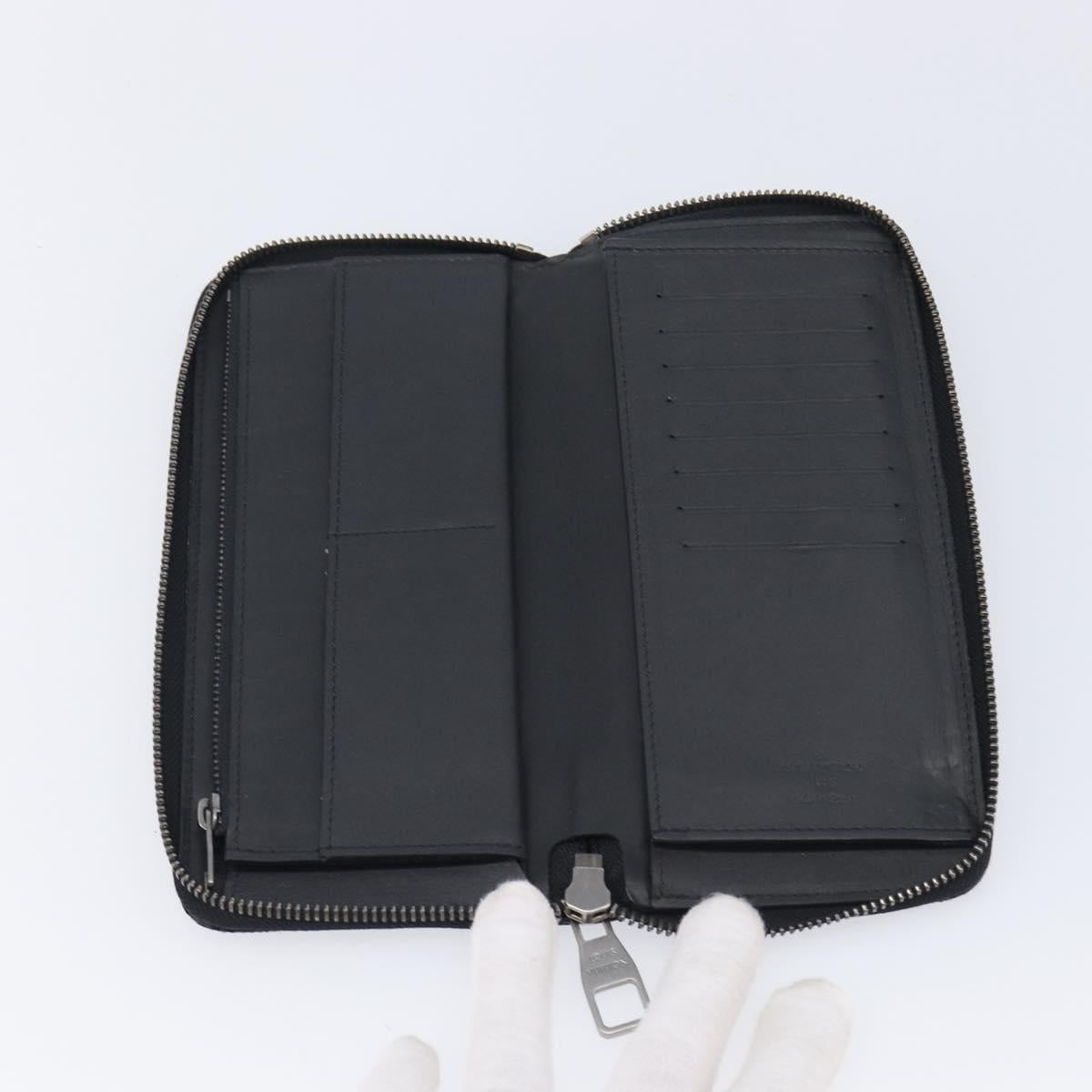 LOUIS VUITTON Damier Infini Zippy Wallet Vertical Black N63549 LV Auth 209234