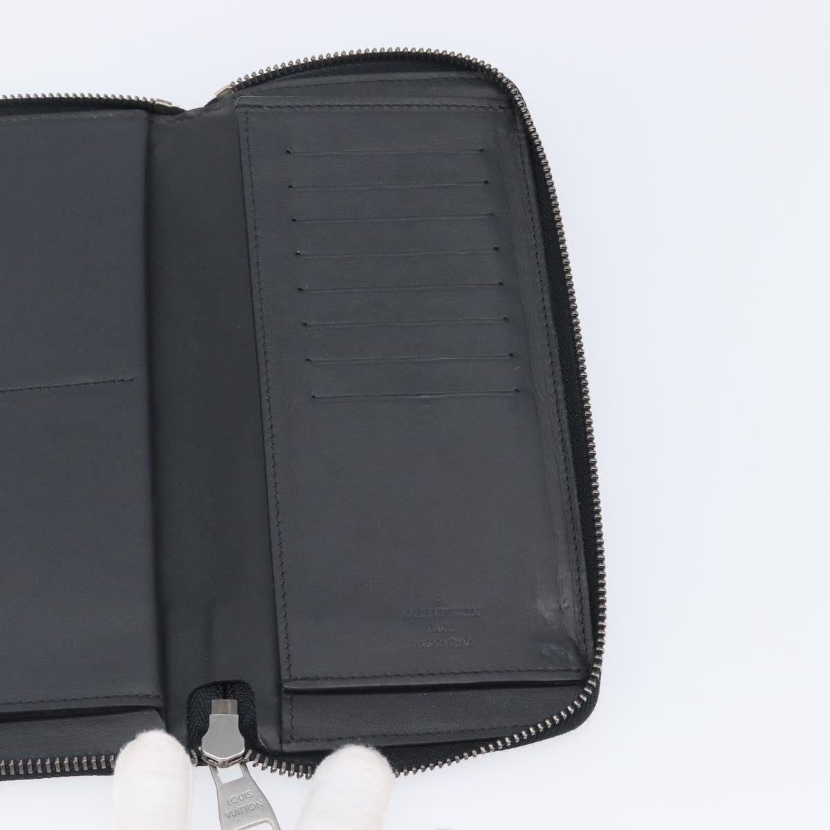 LOUIS VUITTON Damier Infini Zippy Wallet Vertical Black N63549 LV Auth 209234