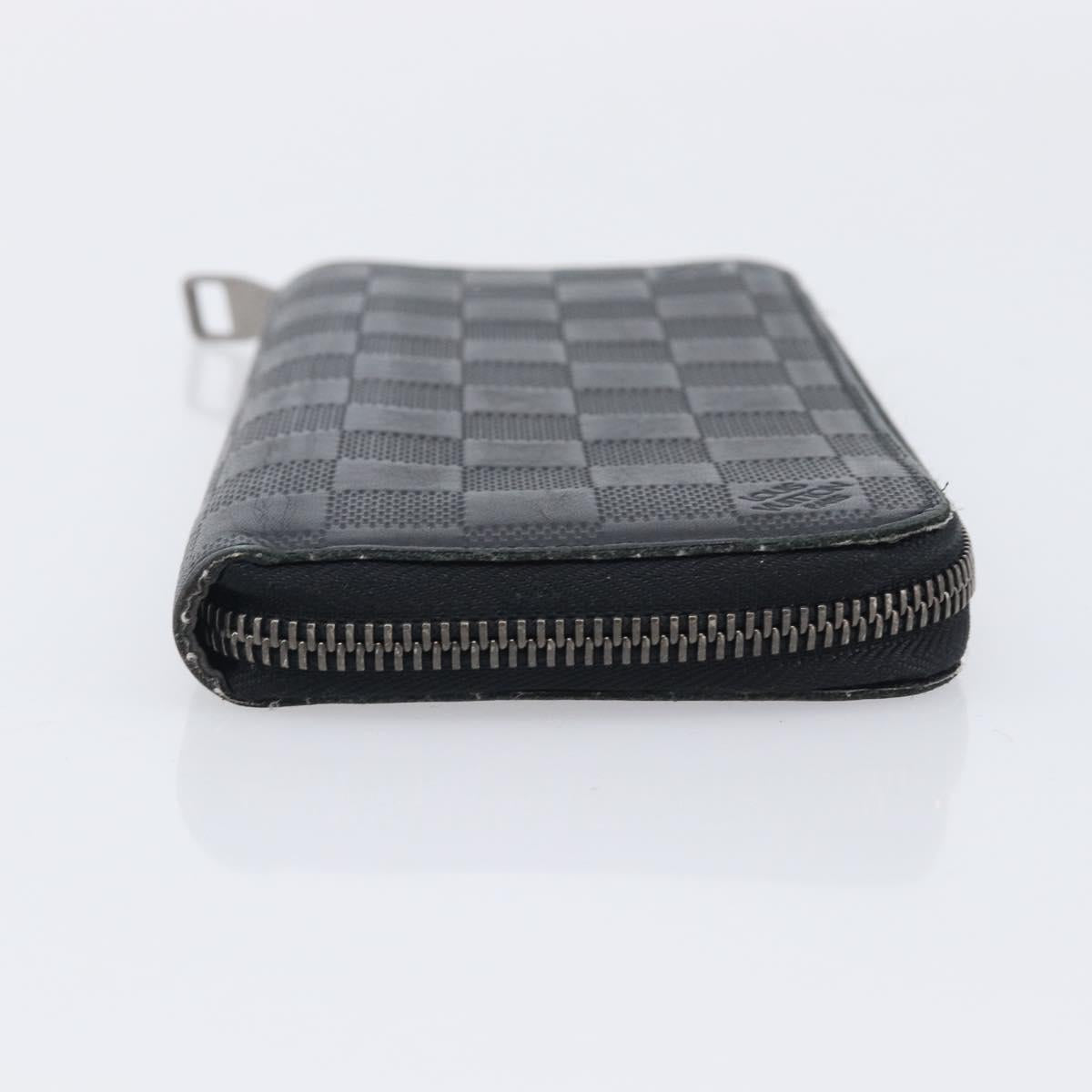 LOUIS VUITTON Damier Infini Zippy Wallet Vertical Black N63549 LV Auth 209234